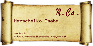 Marschalko Csaba névjegykártya